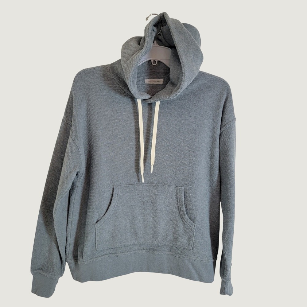 Outerknown Womens Blue Terry Cloth Pullover Hoodie Sweatshirt Relaxed Fit XS